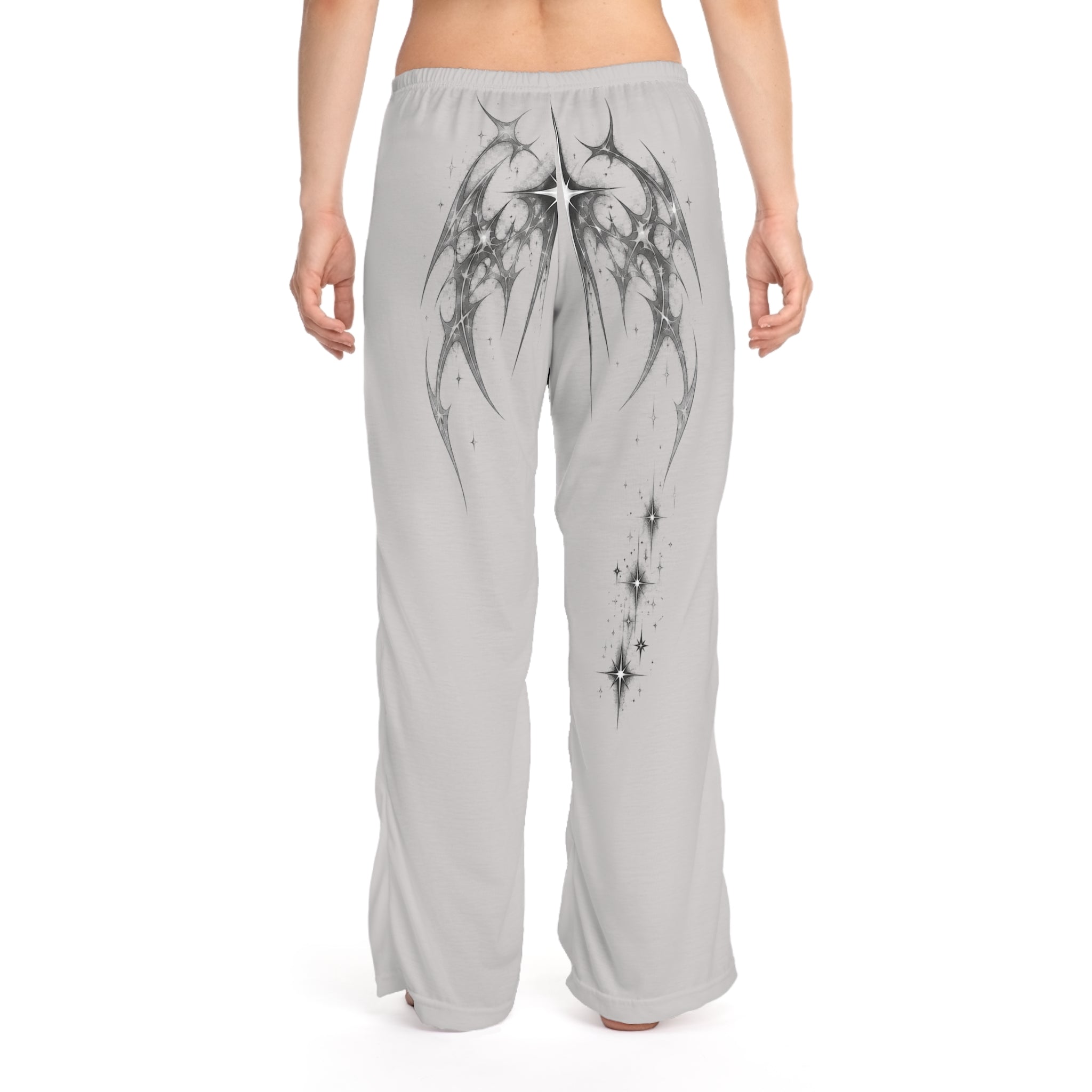Women's Pajama Pants - Monochrome Celestial Wing Tattoo Print