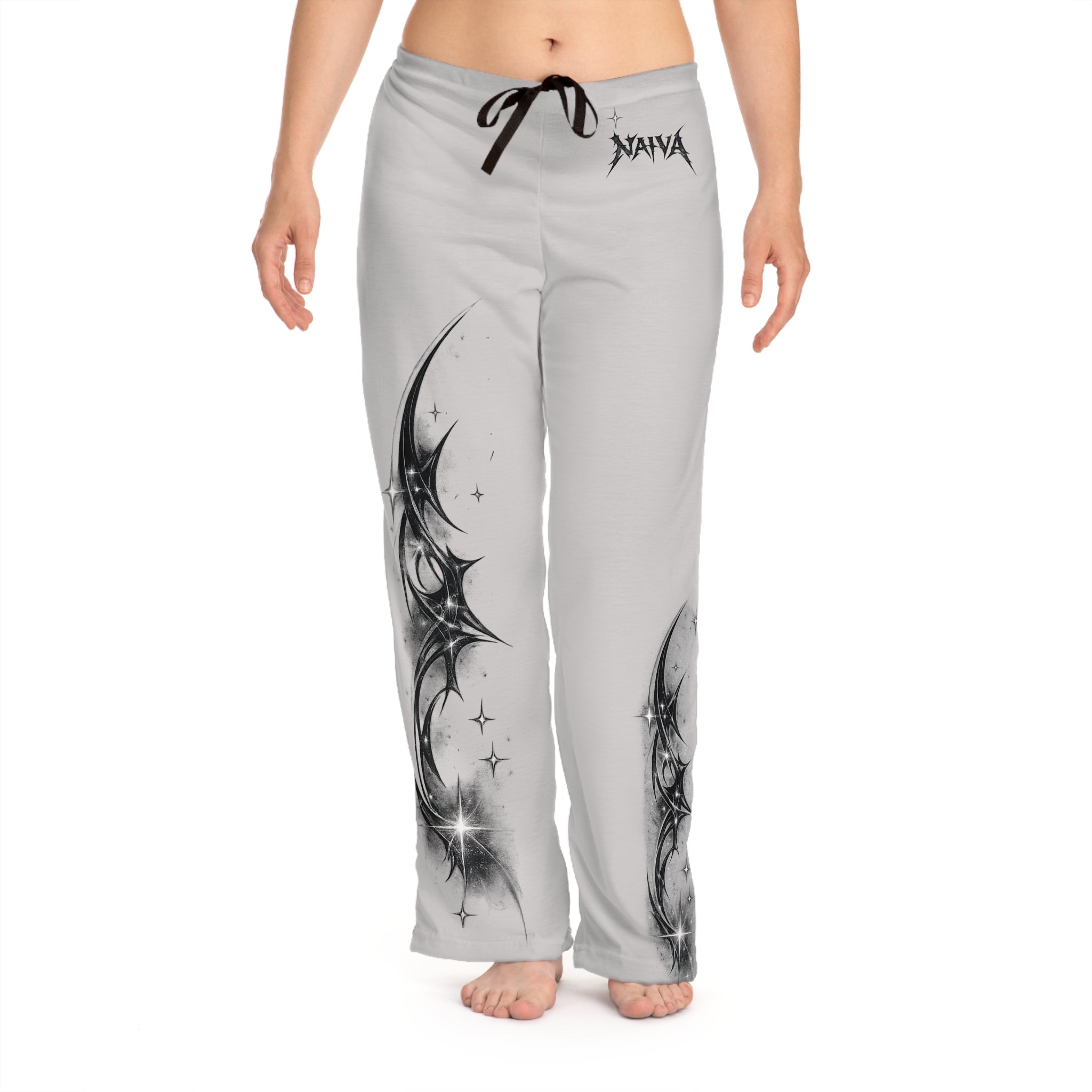 Women's Pajama Pants - Monochrome Celestial Wing Tattoo Print