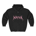 Naïva Gothic Zip Hoodie — Pink Metal Logo & Tribal Back Graphic